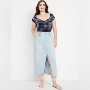 Old Navy Mid-Rise Light Wash Jean Maxi Skirt